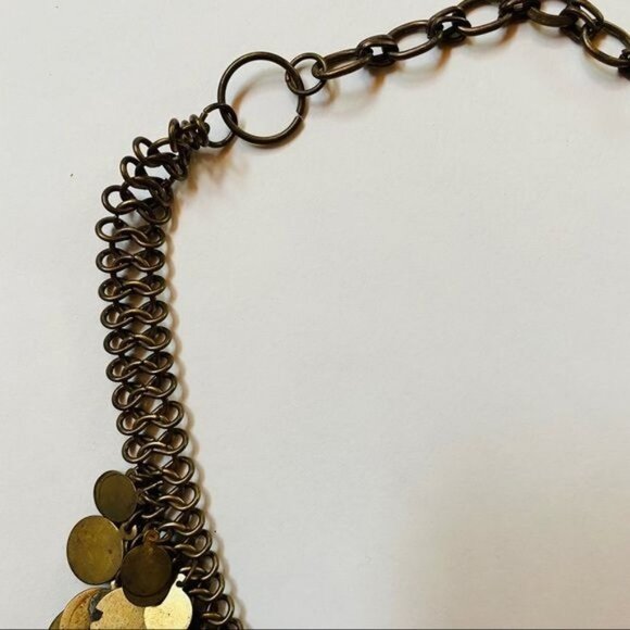 Vintage Brass Necklace Gypsy Costume Adjustable Jewelry Chain Mail Necklace - Picture 6 of 12